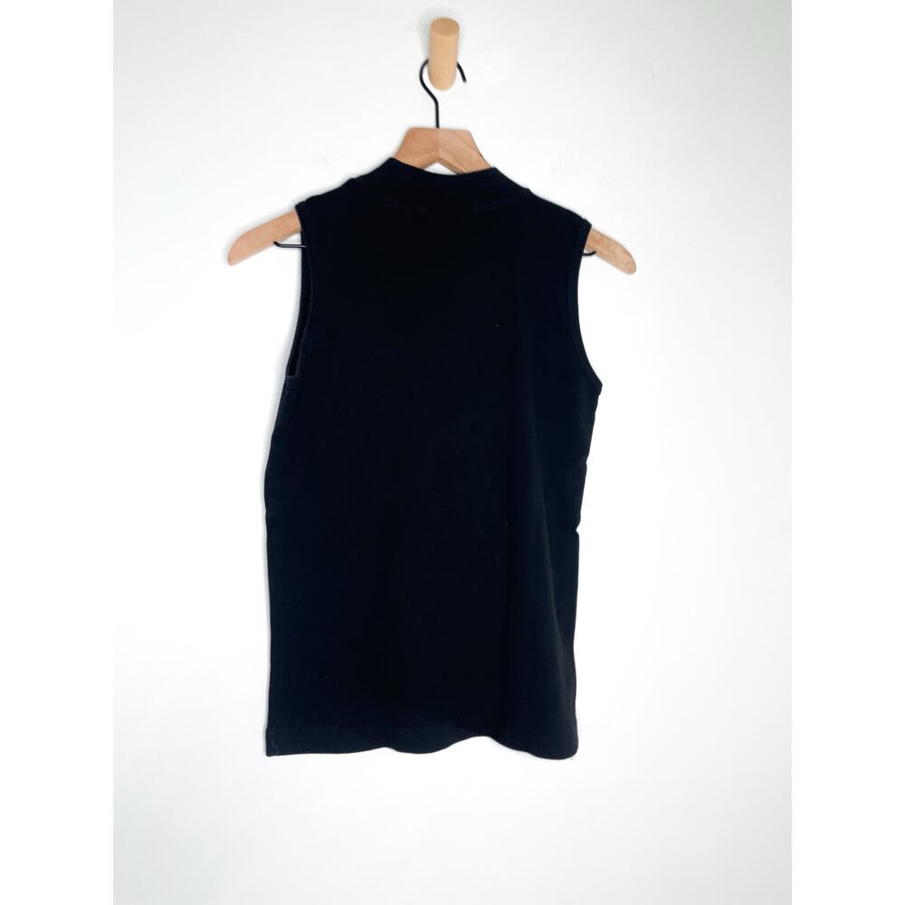 Harley Davidson Black Embroidered Mockneck Top Medium Sleeveless Biker Shirt - Picture 5 of 6